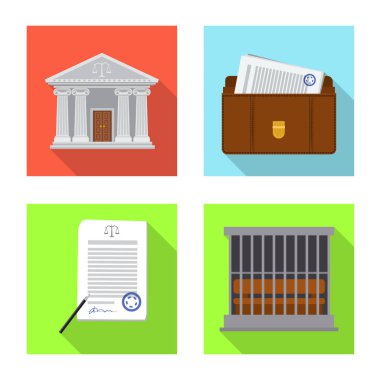 Hukuk ve avukat simge vektör tasarımı. Hukuk ve adalet vektör simgesini hissenin topluluğu.