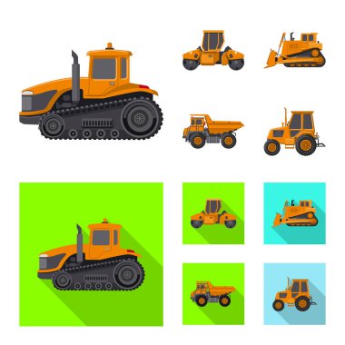 Yapı ve inşaat simge vektör tasarımı. Hisse senedi için yapı ve makine vektör simge topluluğu.