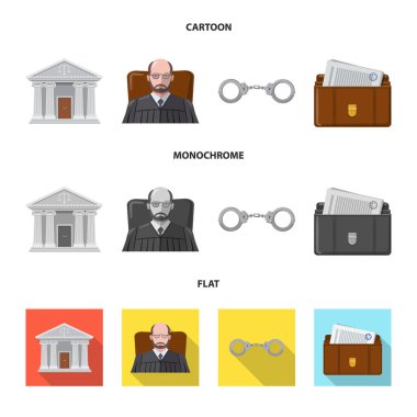 Hukuk ve avukat simge vektör Illustration. Hisse senedi için hukuk ve adalet vektör simge kümesi.