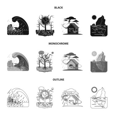 Doğal ve felaket logo vektör tasarımı. Doğal topluluğu ve web için risk hisse senedi simgesi.