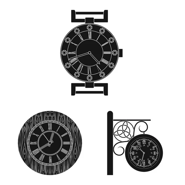 Ilustración vectorial del reloj y el icono de tiempo. Conjunto de reloj y círculo icono de vector para la acción . — Vector de stock