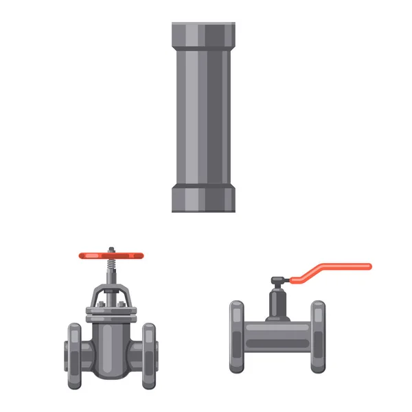 Diseño vectorial de tubo y señal de tubo. Conjunto de tubo y tubería vector icono para stock . — Archivo Imágenes Vectoriales