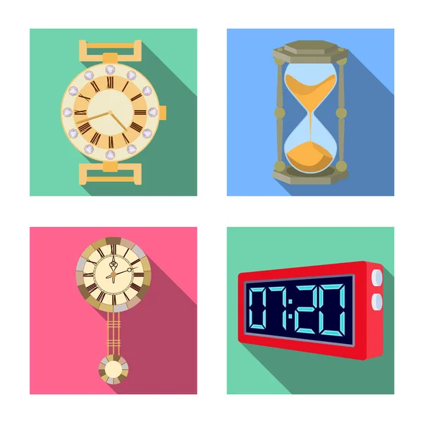 Illustration vectorielle de l'horloge et du symbole horaire. Ensemble d'horloge et cercle stock symbole pour le web . — Image vectorielle