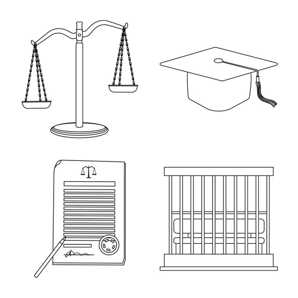 Vector-ontwerp van wet en advocaat logo. Collectie van recht en rechtvaardigheid aandelensymbool voor web. — Stockvector