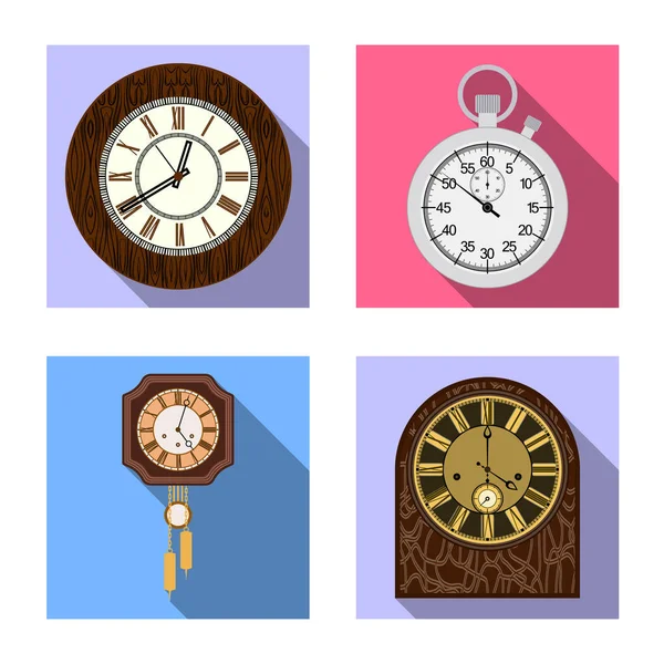 Objeto aislado del reloj y el icono de la hora. Conjunto de ilustración de vector de stock de reloj y círculo . — Archivo Imágenes Vectoriales