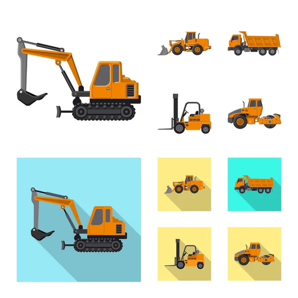 Illustrazione vettoriale del logo di costruzione e costruzione. Raccolta di icone vettoriali di costruzione e macchine per magazzino . — Vettoriale Stock