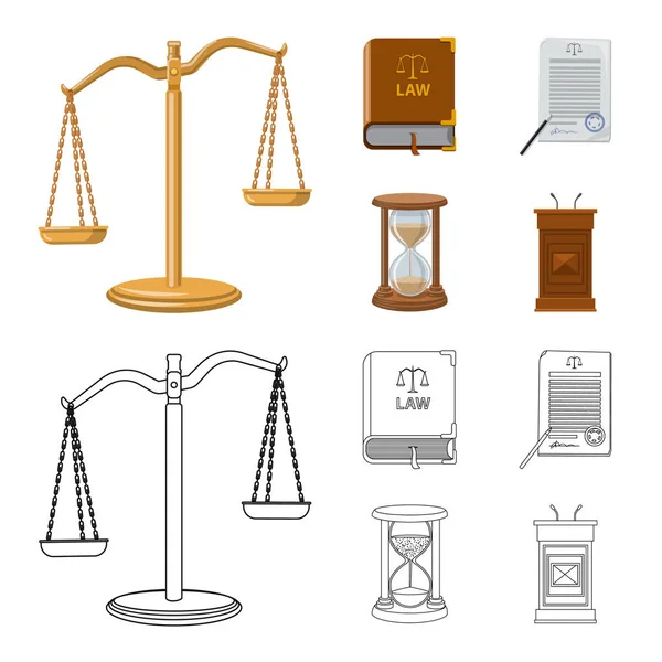 Objet isolé de la loi et signe de l'avocat. Ensemble de lois et justice illustration vectorielle de stock . — Image vectorielle