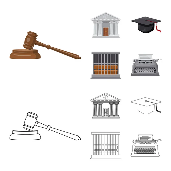 Geïsoleerde object van pictogram wet en advocaat. Set van recht en rechtvaardigheid vector pictogram voor voorraad. — Stockvector