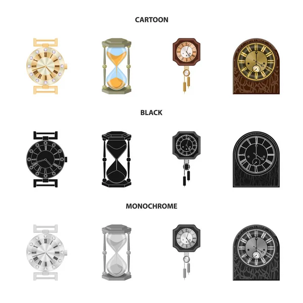 時計と時間のアイコンのベクター イラストです。Web の時計と円の銘柄のセット. — ストックベクタ
