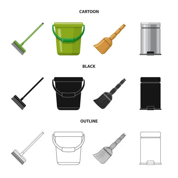 Ilustración vectorial del icono de limpieza y servicio. Colección de limpieza y símbolo de stock doméstico para web . — Vector de stock