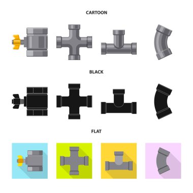 Boru ve tüp logo yalıtılmış nesne. Boru ve boru hattı hisse senedi vektör çizim topluluğu.