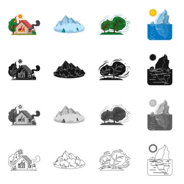 Doğal ve felaket sembolü yalıtılmış nesne. Risk hisse senedi vektör çizim ve doğal kümesi.