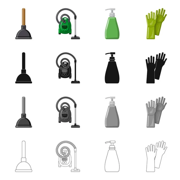 Progettazione vettoriale del logo di pulizia e servizio. Raccolta di icone vettoriali per la pulizia e la casa . — Vettoriale Stock