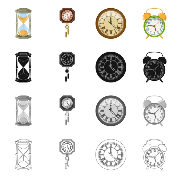 Diseño vectorial del reloj y el logotipo del tiempo. Colección de reloj y círculo símbolo de stock para la web . — Vector de stock