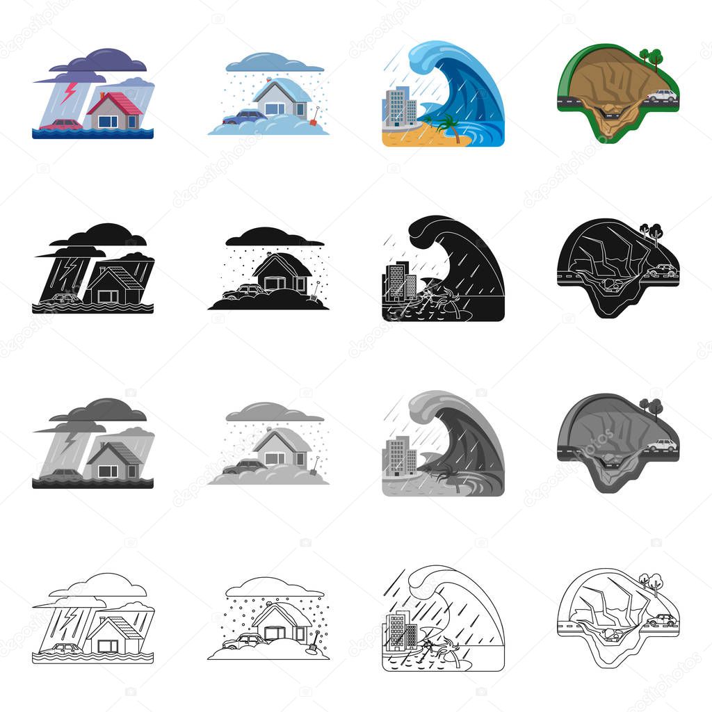 Vector illustration of natural and disaster icon. Collection of natural and risk stock vector illustration.