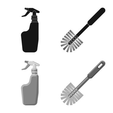 Temizlik ve servis işareti vektör tasarımı. Temizlik ve ev hisse senedi vektör çizim seti.