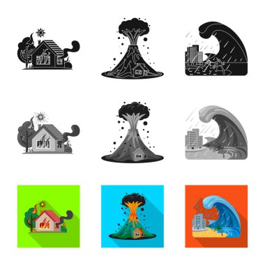 Doğal ve felaket simge vektör tasarımı. Doğal topluluğu ve hisse senedi için risk vektör simgesi.