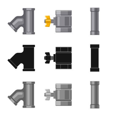 Boru ve tüp simge vektör Illustration. Hisse senedi için boru ve boru hattı vektör simge kümesi.
