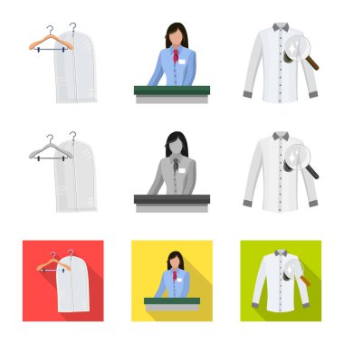 Çamaşırhane ve temiz simge vektör tasarımı. Çamaşır ve giysi hisse senedi vektör çizim seti.