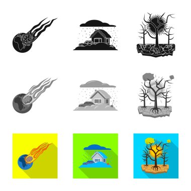 Doğal ve felaket logo vektör Illustration. Doğal kümesi ve hisse senedi için risk vektör simgesi.