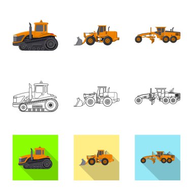 Yapı ve inşaat logo vektör Illustration. Web için yapı ve makine hisse senedi simgesi kümesi.