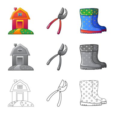 Çiftlik ve tarım işareti vektör tasarımı. Çiftlik ve bitki vektör simgesini hissenin topluluğu.