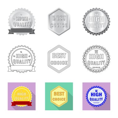 Amblem ve rozet logo vektör Illustration. Hisse senedi için amblem ve etiket vektör simge kümesi.