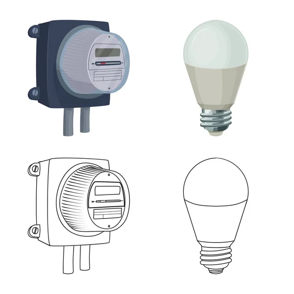 Geïsoleerde object van elektriciteit en elektrische teken. Collectie van elektriciteit en energie vector pictogram voor voorraad. — Stockvector