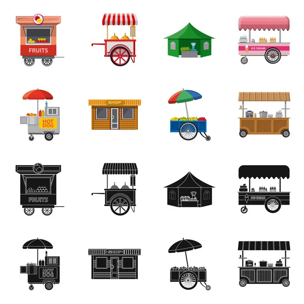 Piyasa ve dış simge vektör Illustration. Market ve gıda hisse senedi vektör çizim topluluğu.