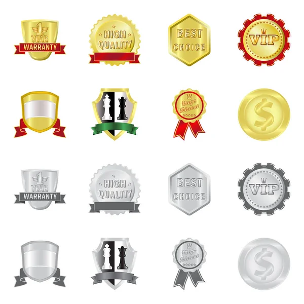 Amblem ve rozet simge vektör tasarımı. Hisse senedi için amblem ve etiket vektör simge topluluğu.