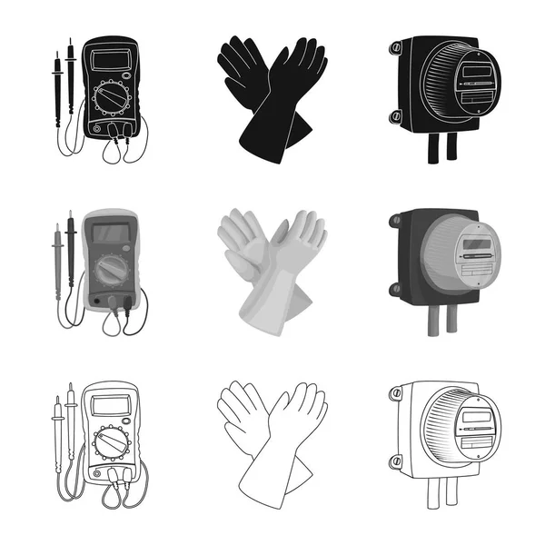 Objet isolé de l'électricité et signe électrique. Ensemble de symbole de stock d'électricité et d'énergie pour le web . — Image vectorielle