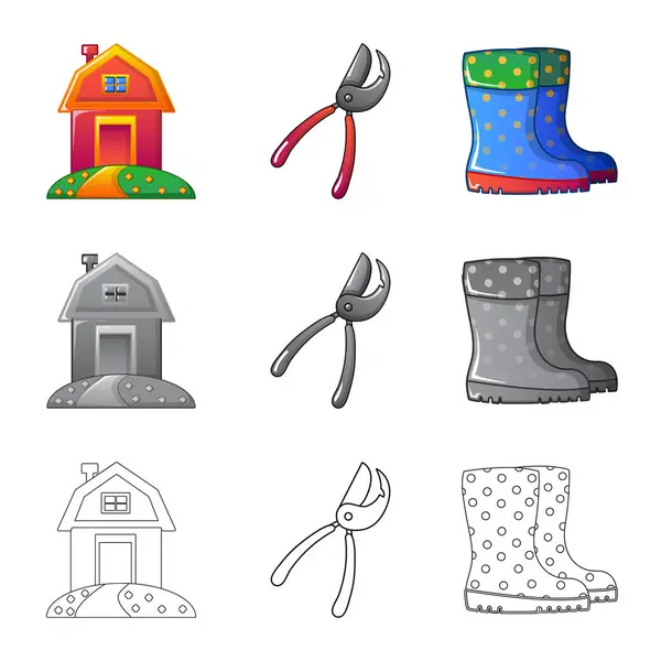 Çiftlik ve tarım işareti vektör tasarımı. Çiftlik ve bitki vektör simgesini hissenin topluluğu.