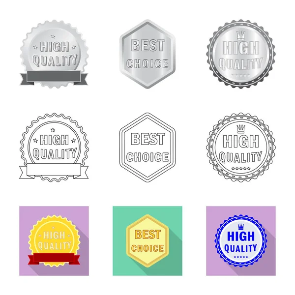 Amblem ve rozet logo vektör Illustration. Hisse senedi için amblem ve etiket vektör simge kümesi.