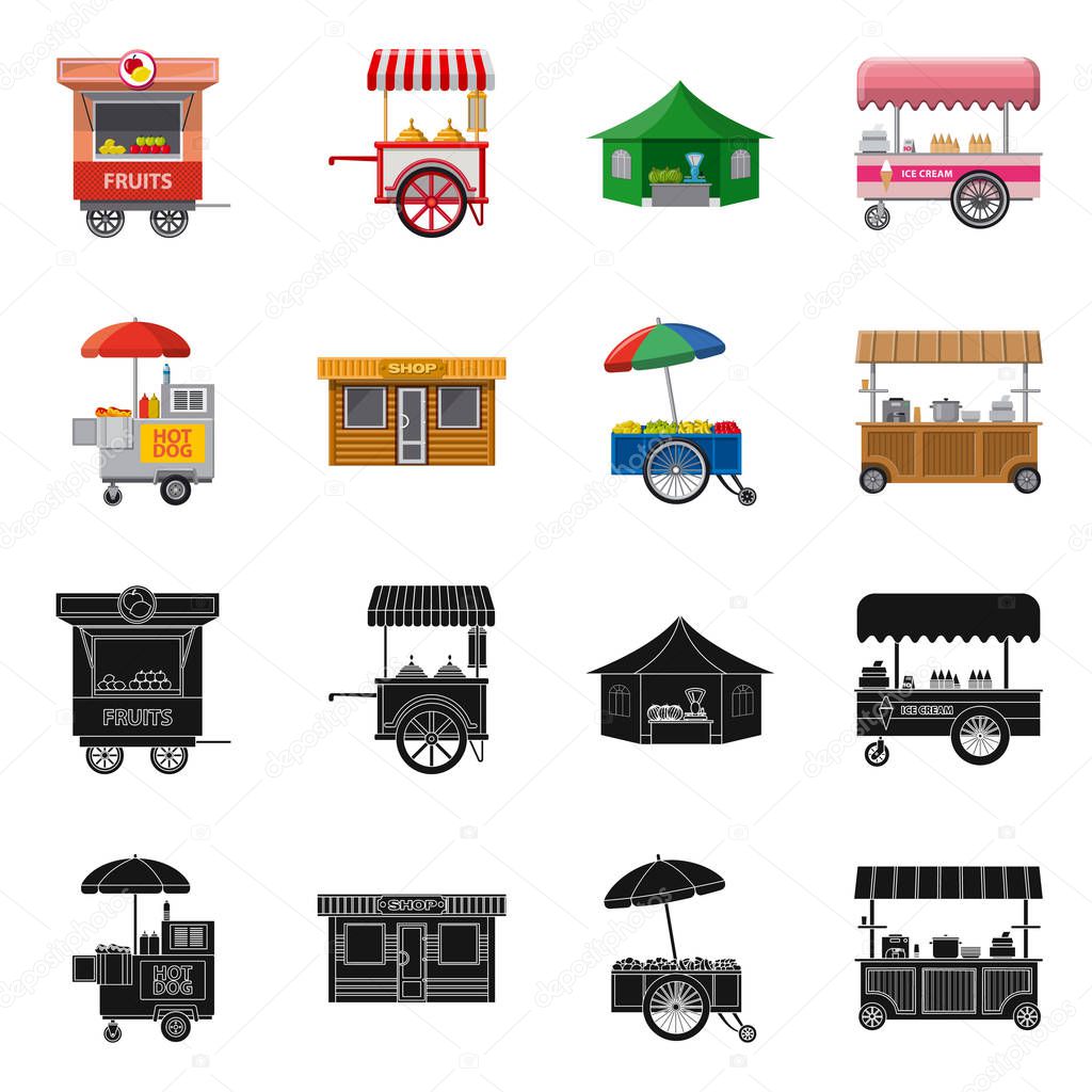 Isolated object of market and exterior sign. Set of market and food vector icon for stock.