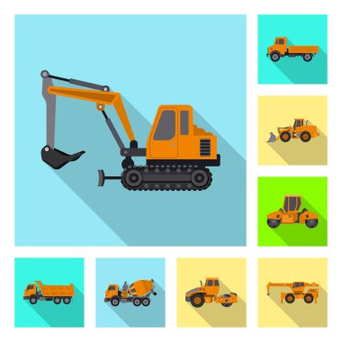 Yapı ve inşaat işareti vektör tasarımı. Yapı ve makine hisse senedi vektör çizim seti.