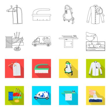 Çamaşırhane ve temiz logo vektör tasarımı. Web için çamaşır ve giysi hisse senedi simgesi kümesi.