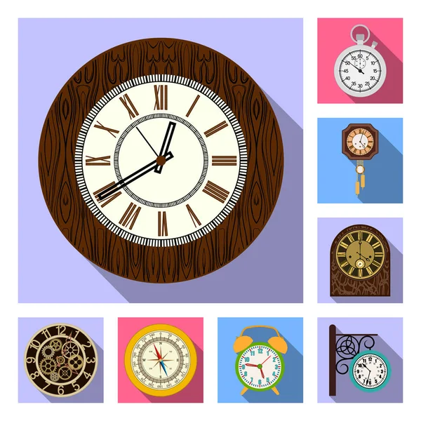 Diseño vectorial del reloj y el símbolo de tiempo. Colección de reloj y círculo símbolo de stock para la web . — Vector de stock
