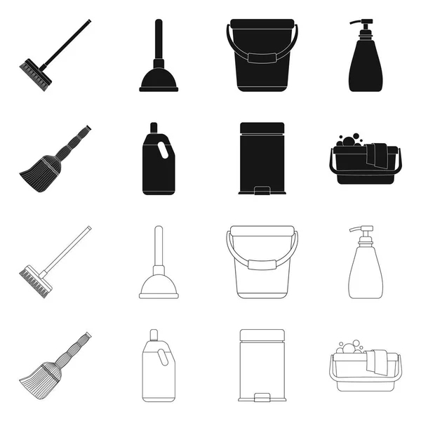 Diseño vectorial del icono de limpieza y servicio. Colección de limpieza y símbolo de stock doméstico para web . — Vector de stock