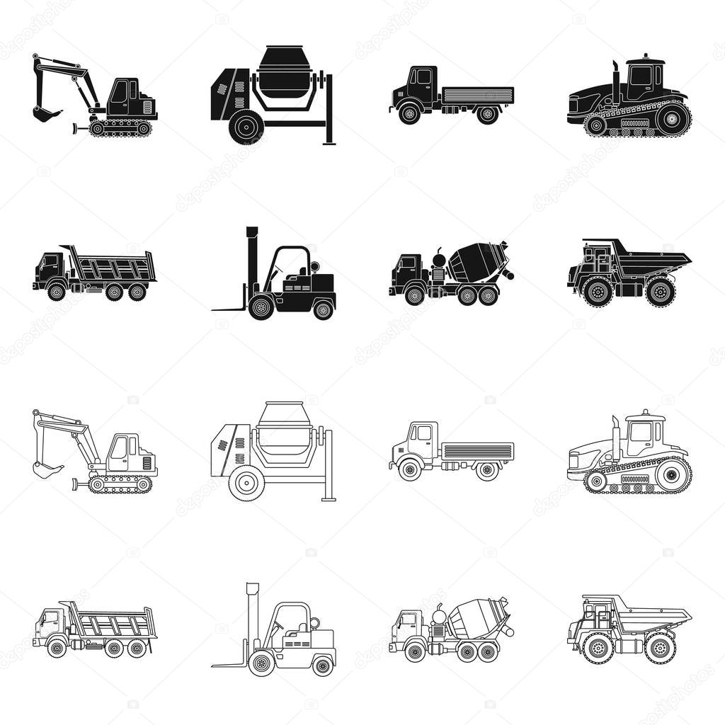 Vector illustration of build and construction symbol. Collection of build and machinery stock vector illustration.