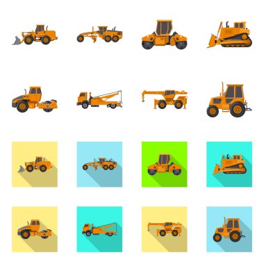 Yapı ve inşaat logo vektör tasarımı. Web için yapı ve makine hisse senedi simgesi kümesi.