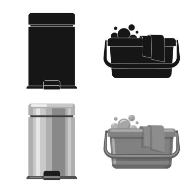 Temizlik ve servis logo vektör Illustration. Hisse senedi için temizlik ve ev vektör simge kümesi.