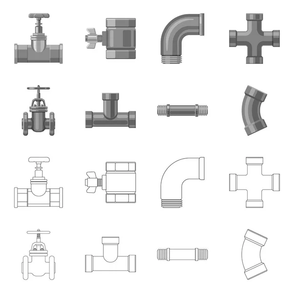 Ilustración vectorial del símbolo de tubo y tubo. Conjunto de tubo y tubería símbolo de stock para web . — Archivo Imágenes Vectoriales