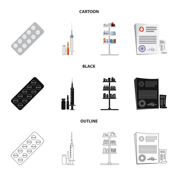 Illustration vectorielle de la pharmacie et icône de l'hôpital. Collection de pharmacie et icône vectorielle d'affaires pour stock . — Image vectorielle