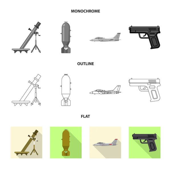 Vektorové ilustrace zbraně a zbraň loga. Sada zbraní a armádní vektorové ilustrace. — Stockový vektor