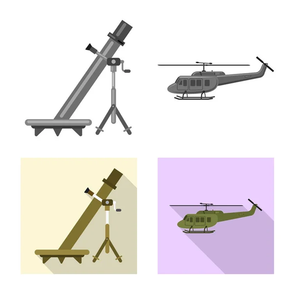 Vektorillustration av vapen och gun symbol. Samling av vapen och armén aktiesymbol för webben. — Stock vektor