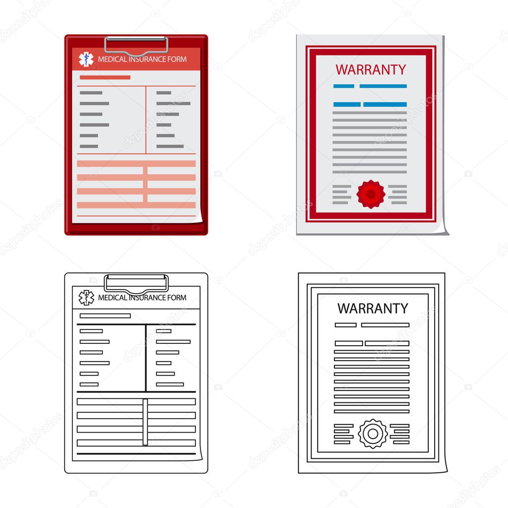 Isolated object of form and document sign. Collection of form and mark vector icon for stock.
