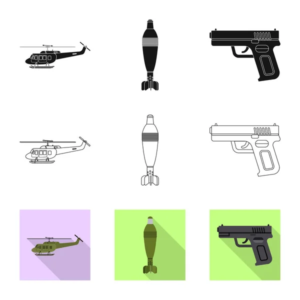 Illustration vectorielle de l'arme et de l'icône. Ensemble d'armes et d'icône vectorielle de l'armée pour le stock . — Image vectorielle