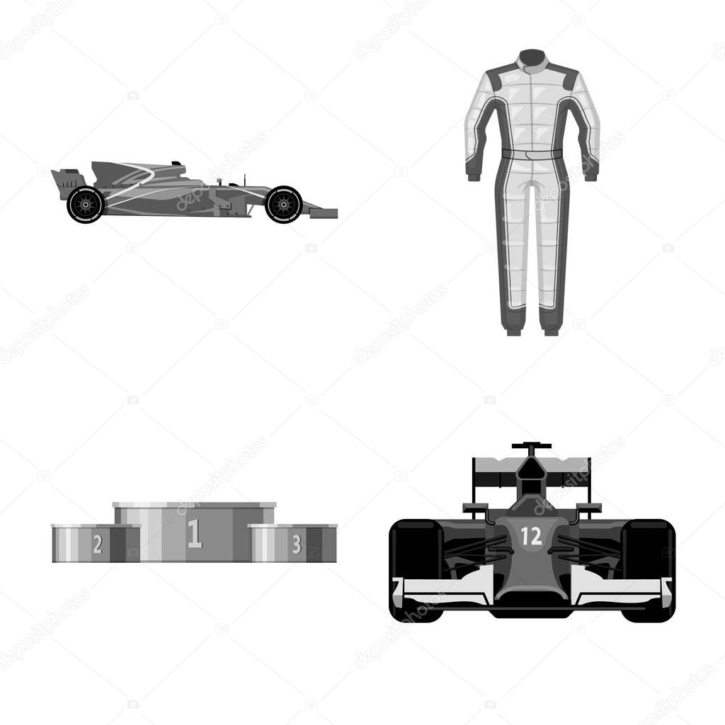 Isolated object of car and rally icon. Set of car and race stock symbol for web.