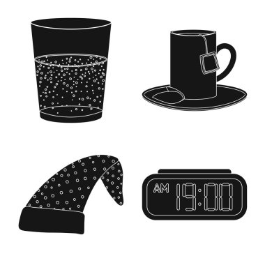 Rüyalar ve gece işareti vektör çizimi. Rüyalar ve hisse senedi için yatak odası vektör simge kümesi.