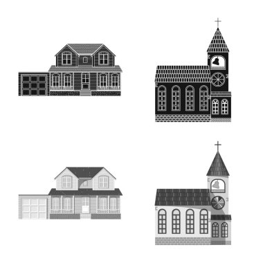 Vektör bina ve açık örnek logo. Bina ve çatı vektör simgesini hissenin koleksiyonu.